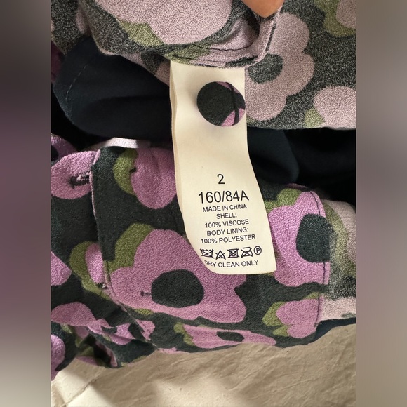 Kate Spade Purple Floral Puff Sleeve Mini Dress Size 2 - Picture 5 of 11